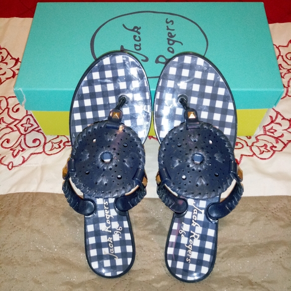 Jack Rogers Gingham Georgica Jelly Sandal - Picture 6 of 8